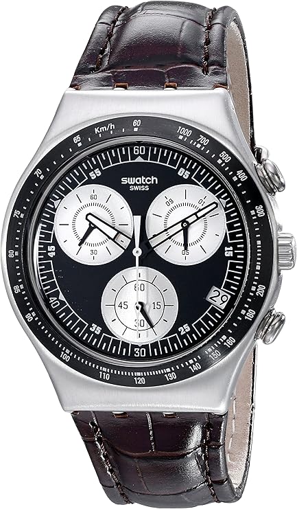 swatch 男式石英手表经典 mocassin ycs572 皮革表带