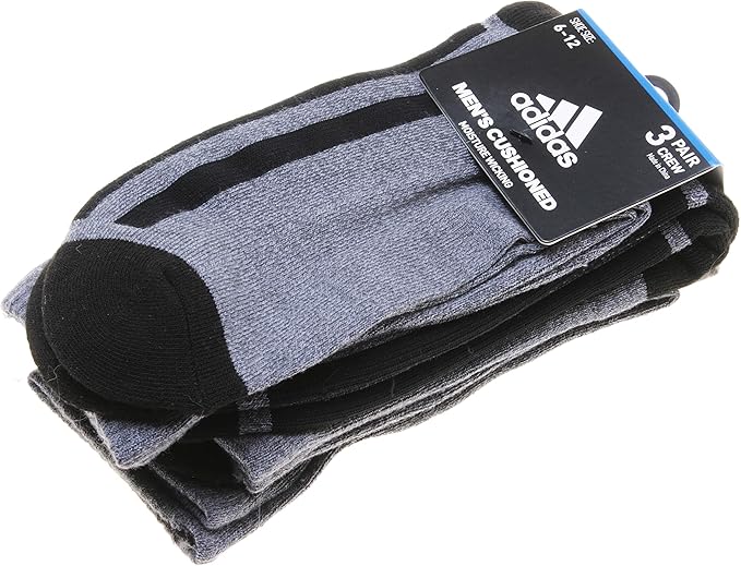 adidas 阿迪达斯 男式 拼色 3 条纹袜子 - 船员,3 件装