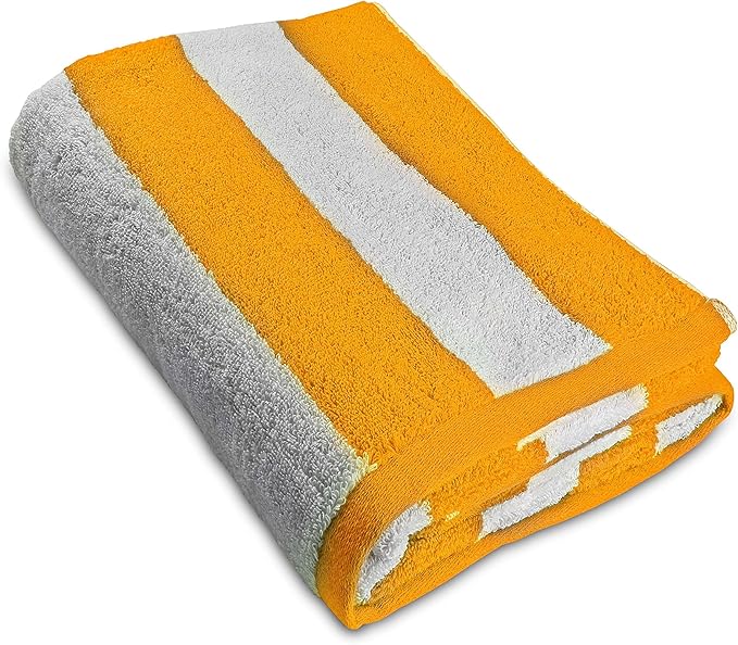 large beach towel-pool towel- in cabana stripe, yellow 1 pack