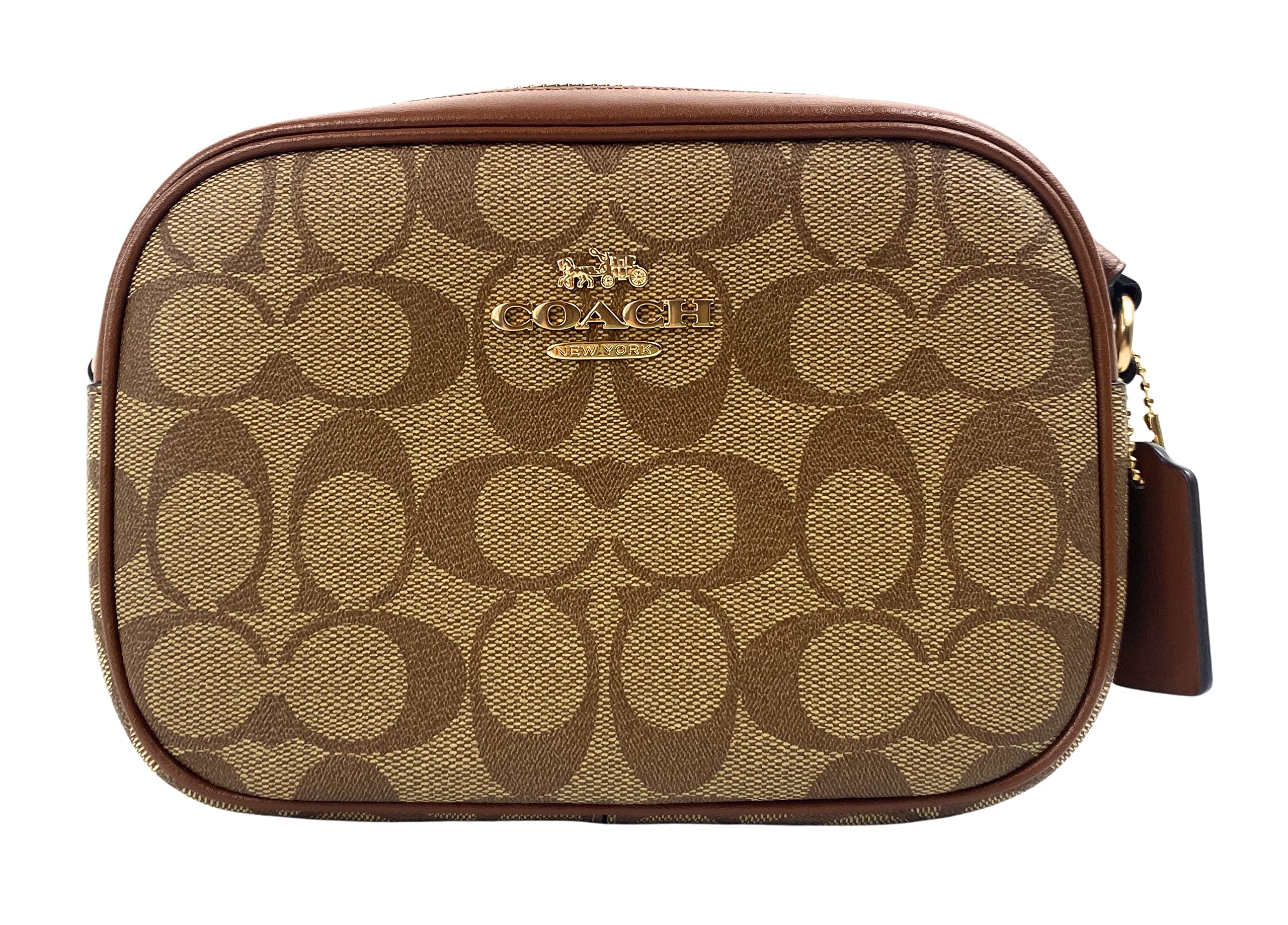 COACH Mini Jamie Camera Bag, signature canvas, Khaki/saddle