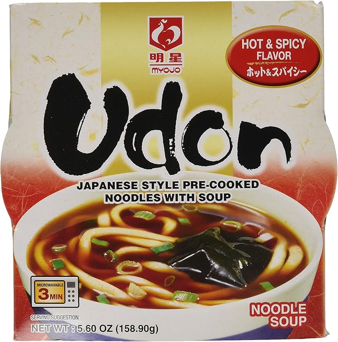 myojo bowl flavored udon noodles, hot and spicy 5.