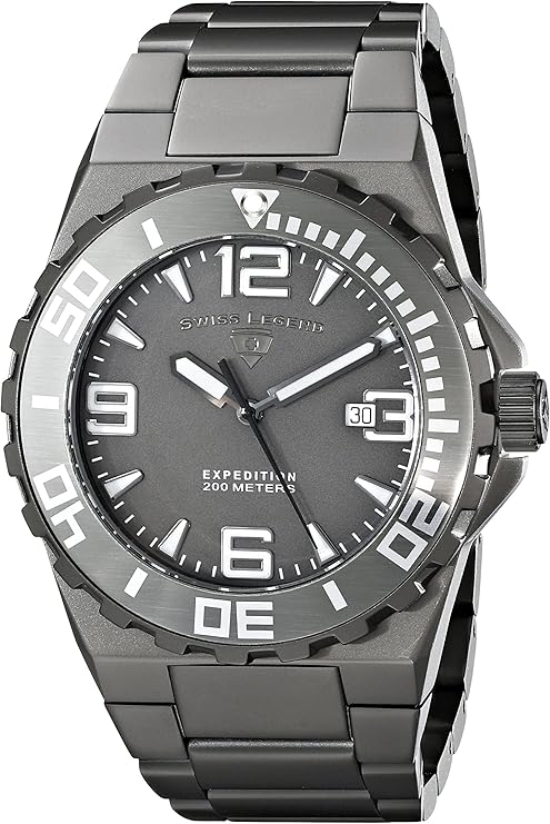 swiss legend 男式 10008-gm-104 远征模拟显示瑞士石英灰色手表