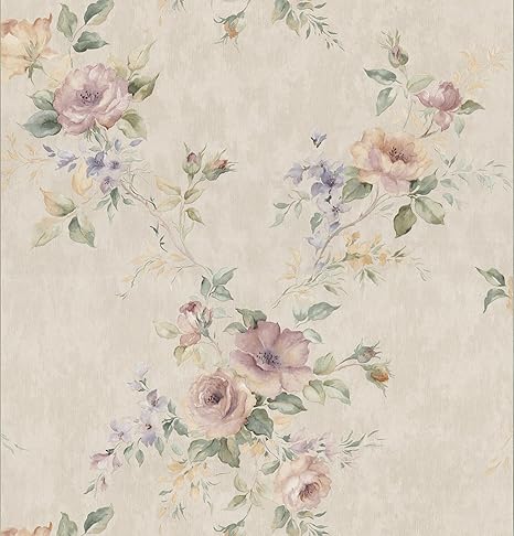 Brewster 402 厨房和浴室资源ii 水彩花卉花束壁纸 52 07 厘米x 99 22 厘米 淡黄色 Brewster 价格报价图片 亚马逊中国