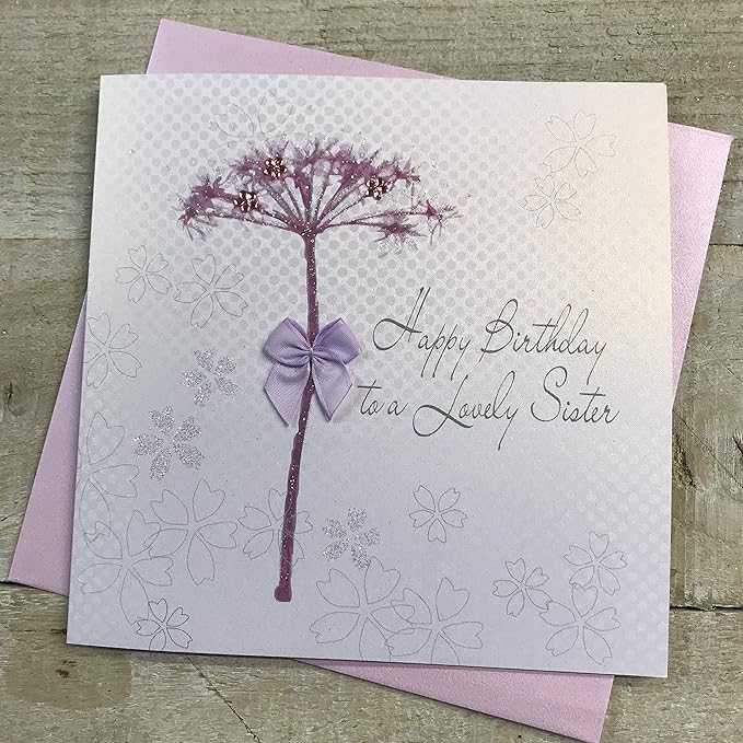 白色棉卡片 1 件 happy birthday to a lovely sister 手工制作卡