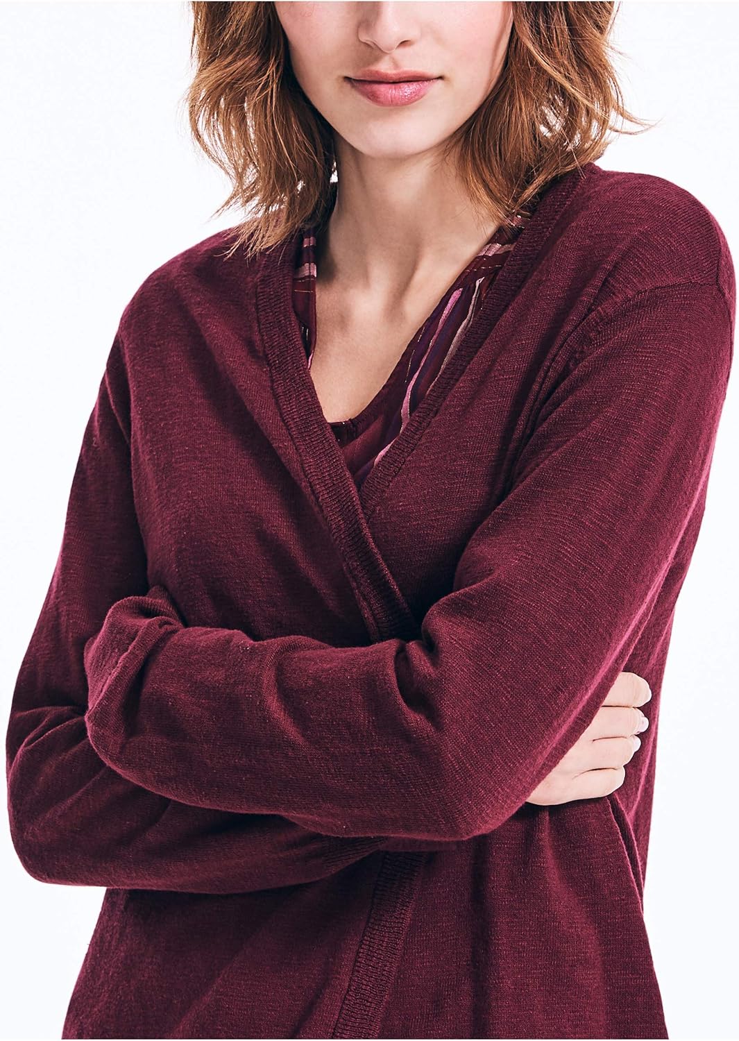 nautica 诺帝卡 女式柔软前开襟长款开衫 【nautica】 服饰箱包