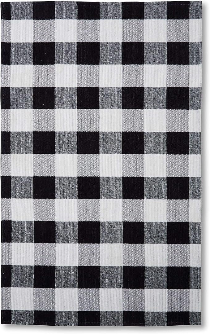 枢轴 provisions 水牛格子地毯 - 3x5 - 黑白格子地垫 - 户外/室内