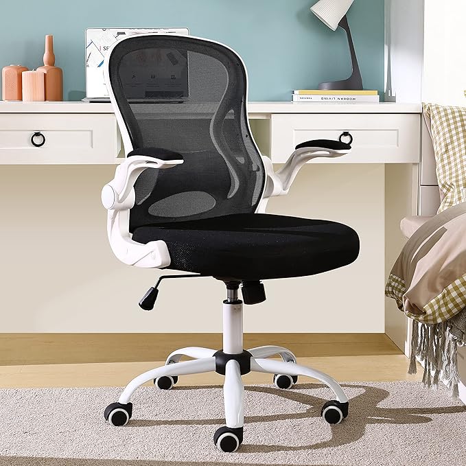 berlman 符合人体工程学的中背网眼办公椅办公桌椅,带翻转扶手和可