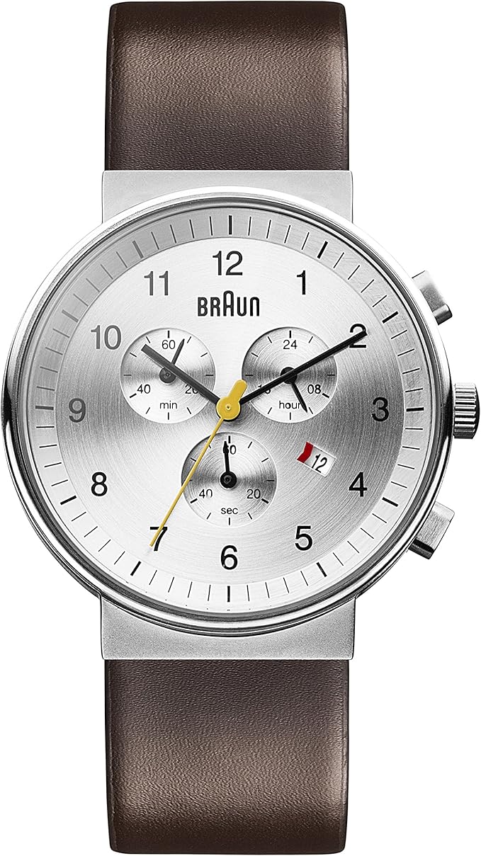 braun博朗男士bn0035slbrg 经典计时模拟显示日本石英棕色手表