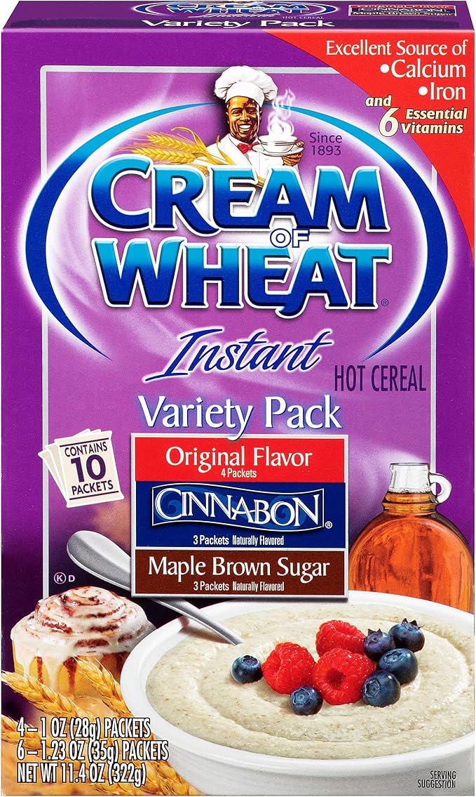 cream of wheat, hot cereal, variety pack,10 packets each box of