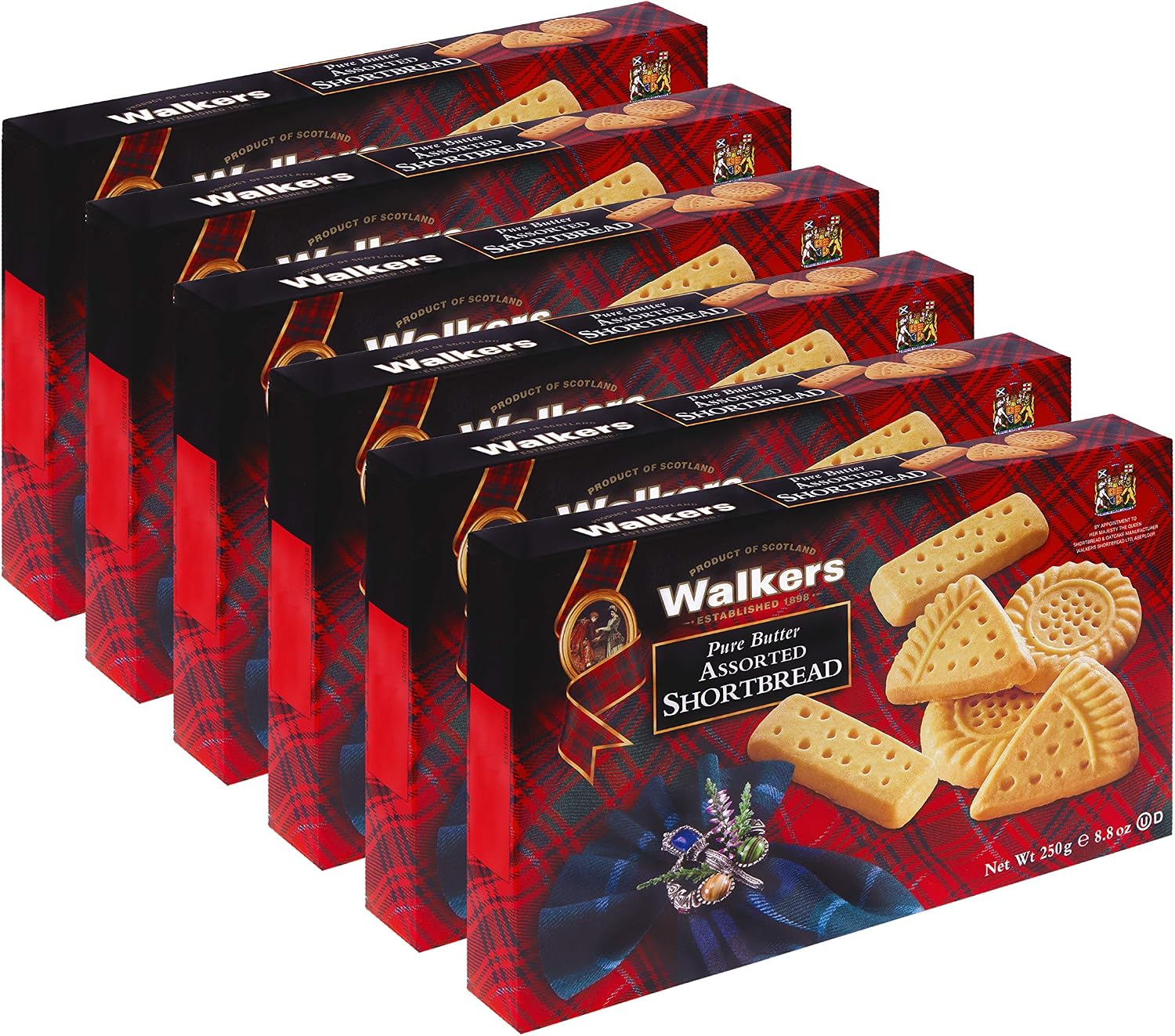 Walkers Shortbread 什锦黄油饼干 250g 盒 6盒装 亚马逊中国 食品