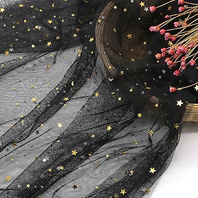 bit.fly 黑色闪光薄纱织物卷,149.