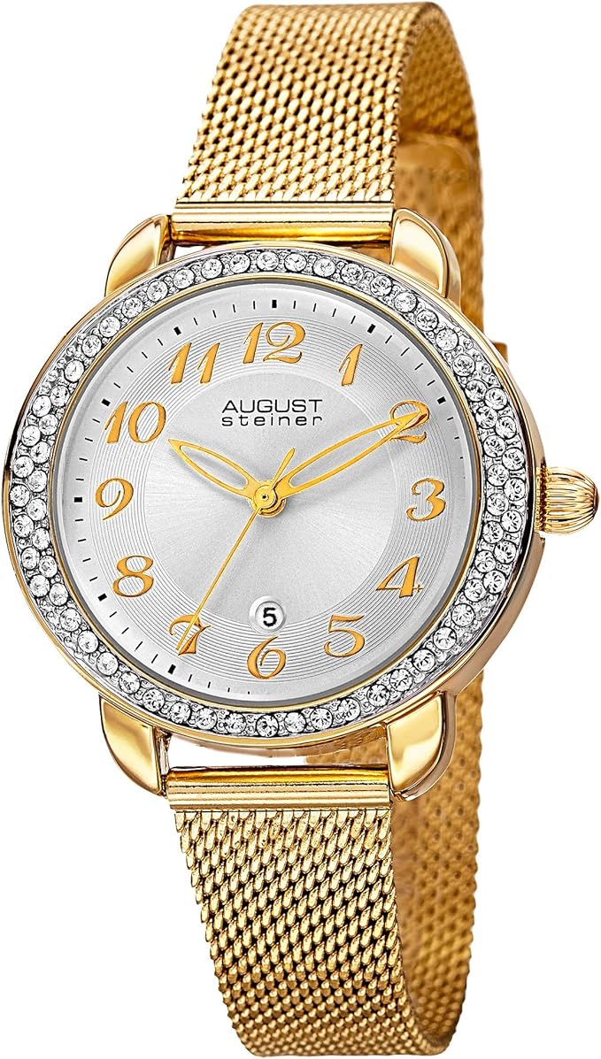 august steiner 女式 as8192yg 朝阳效果金 ion-plated 手表
