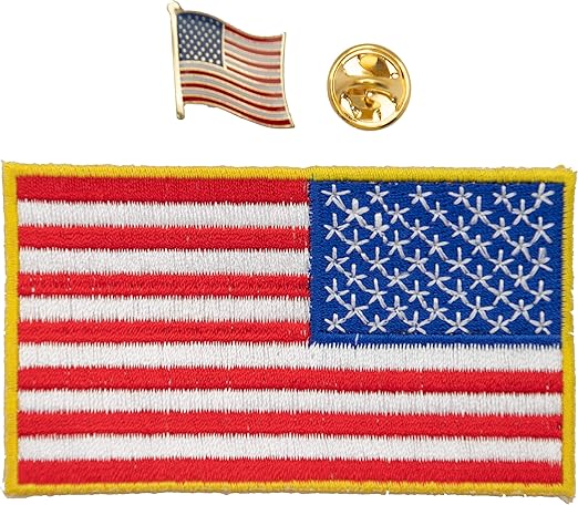 a-one 2 件装 美国国旗刺绣 美国国旗   美国徽章别针,国旗徽章