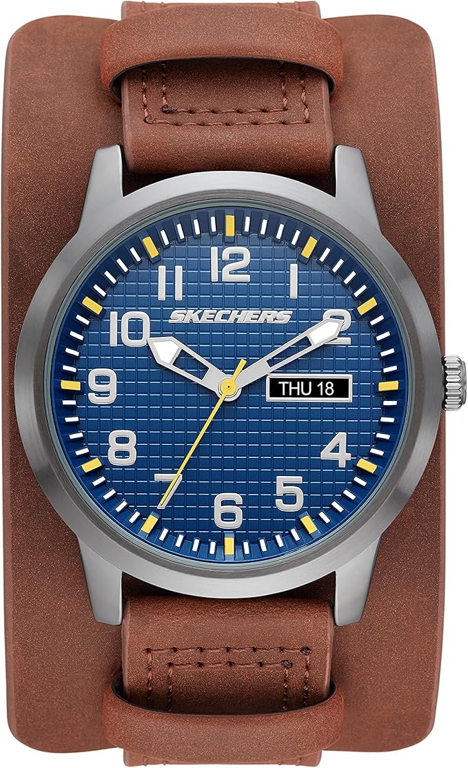 skechers 斯凯奇 男式石英三指针模拟休闲手表, mcfadden cuff 棕色