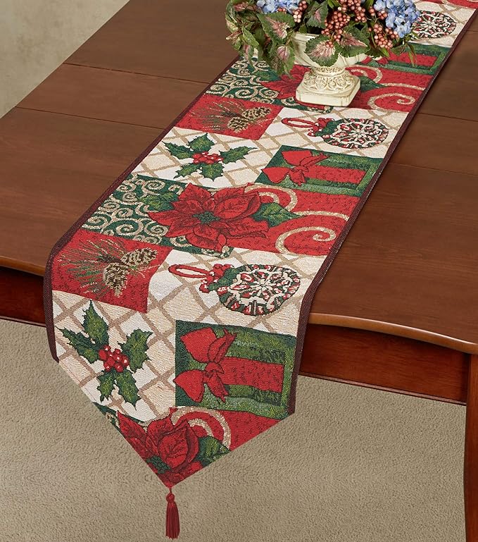 lifefair圣诞桌旗装饰圣诞复古设计风格3302x18034厘米