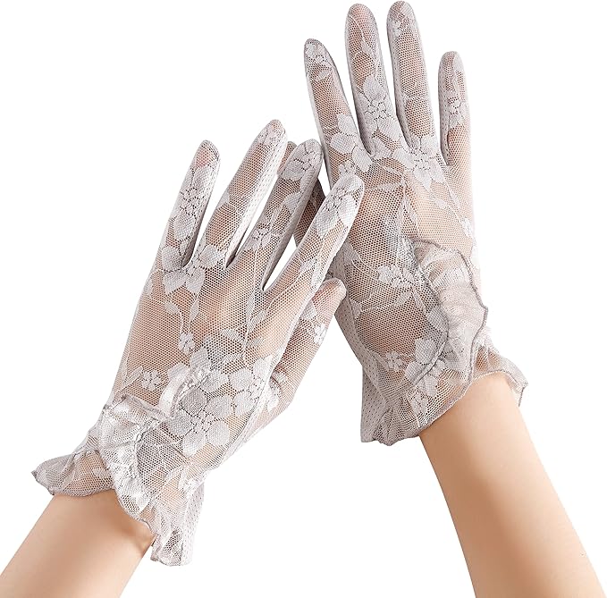 复古荷叶边蕾丝手套茶会婚礼手套驾驶手套防滑抓握触摸屏功能