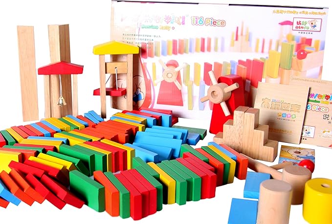 木玩世家 环保木制玩具 多米诺游戏yt8415 新老包装更换中