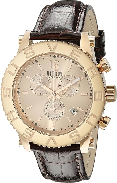 versace 范思哲 versus 男式 soh090015 麦迪逊模拟显示石英棕色手表