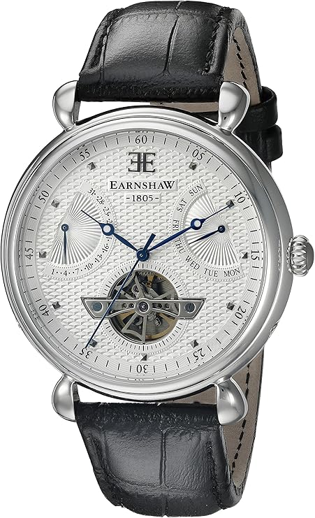 earnshaw 男式 es-8046-02 大日历模拟显示自动自动感应黑色手表