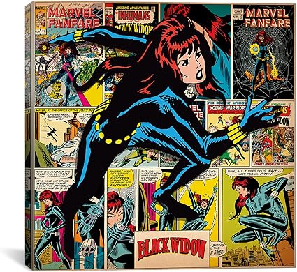 Icanvasart Mrv211 漫画复古书黑寡妇封面正方形marvel Comics 帆布印刷品 93 98 X 93 98 Cm 1 91 Cm 深 亚马逊中国 家居