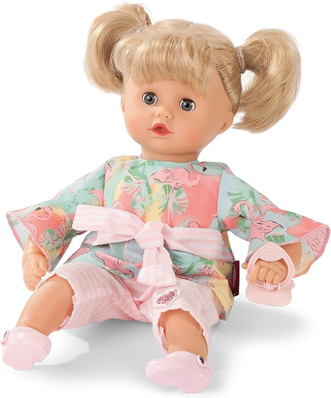 gotz 松饼火烈鸟之爱 - 13 英寸软娃娃带金发(猪尾和刘海),可清洗