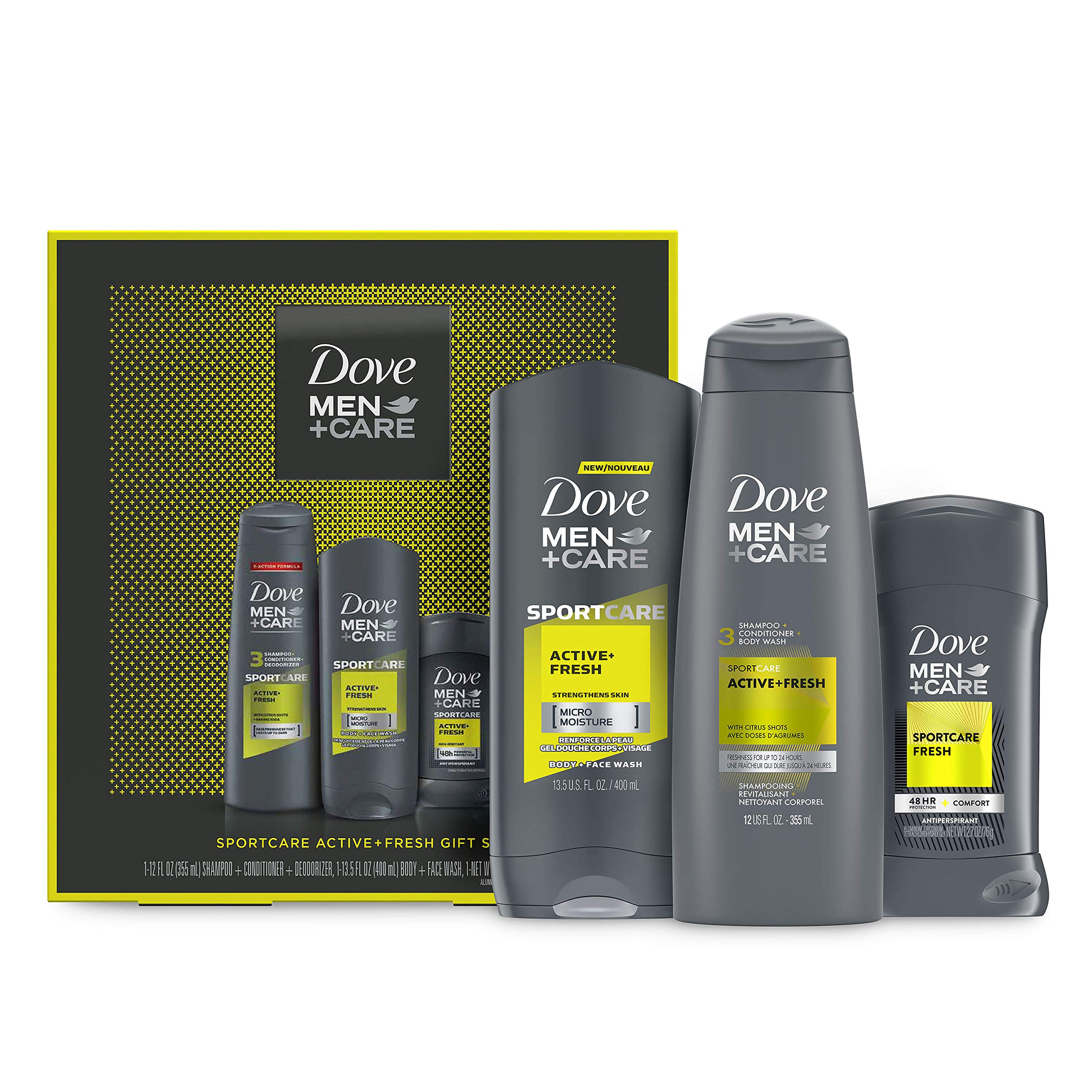 Dove Men + Care Limited Edition Sportcare Holiday * Gift Pack Vitality + Refreshing Body wash, antiperspirant and shampoo + Conditioner 3-piece pack