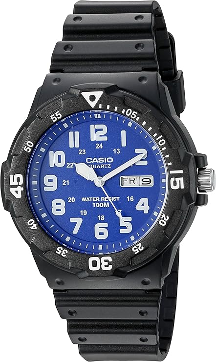 casio 卡西欧 男式 mrw200h-2b2v 经典模拟石英黑色手表 : casio