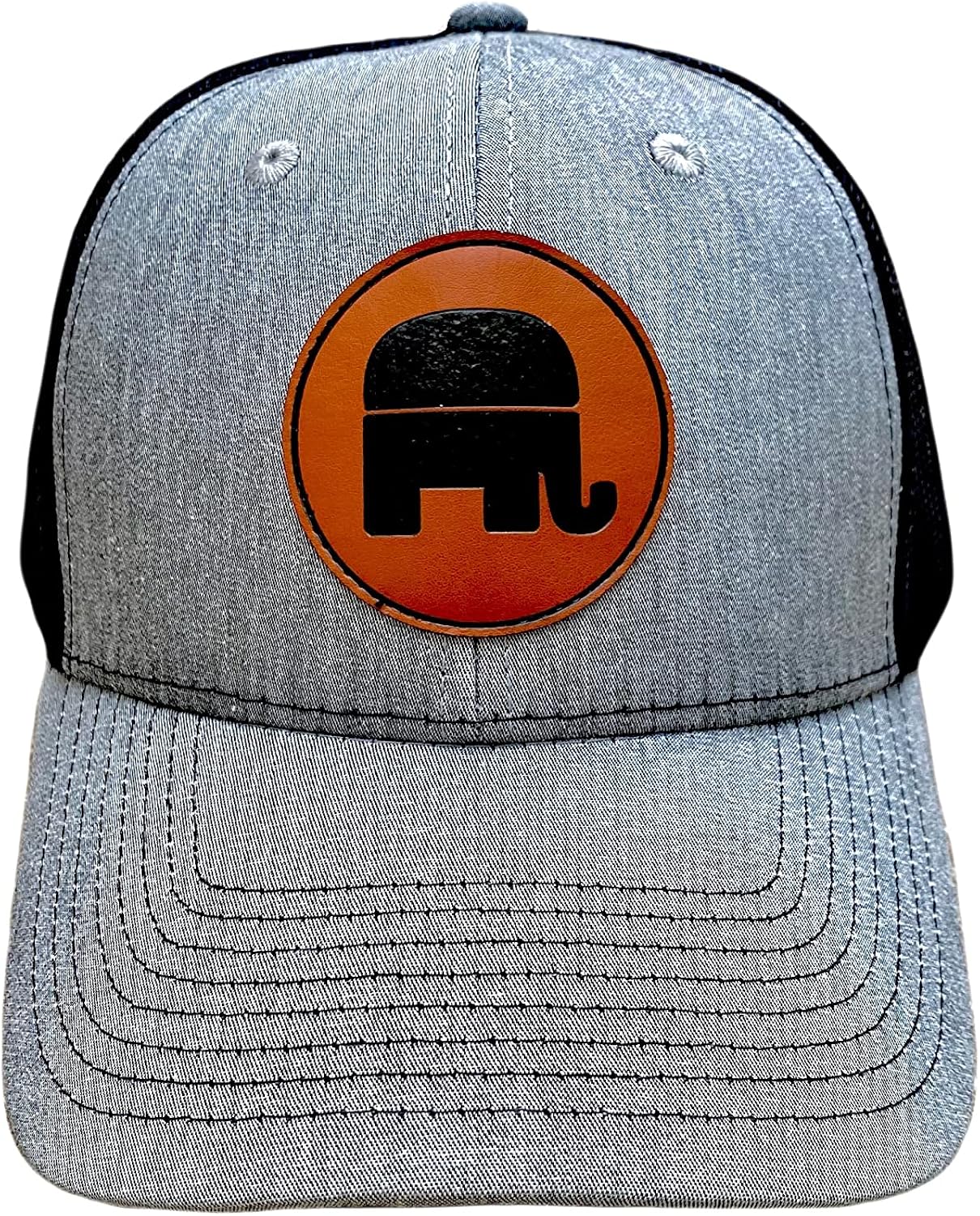 卡车司机帽带皮革补丁网眼背面和后部按扣闭合中性款帽子.