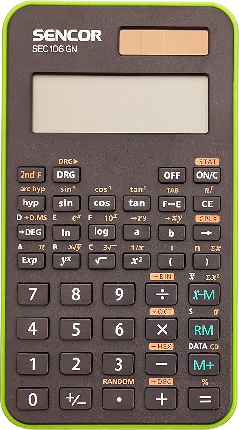 sencor sec 106 gn 学生计算器,56 种科学功能,大型 10 位数液晶显示