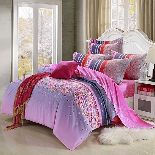 suman 苏缦 家纺活性全棉磨毛印花双人床品四件套 温婉花语 220*240