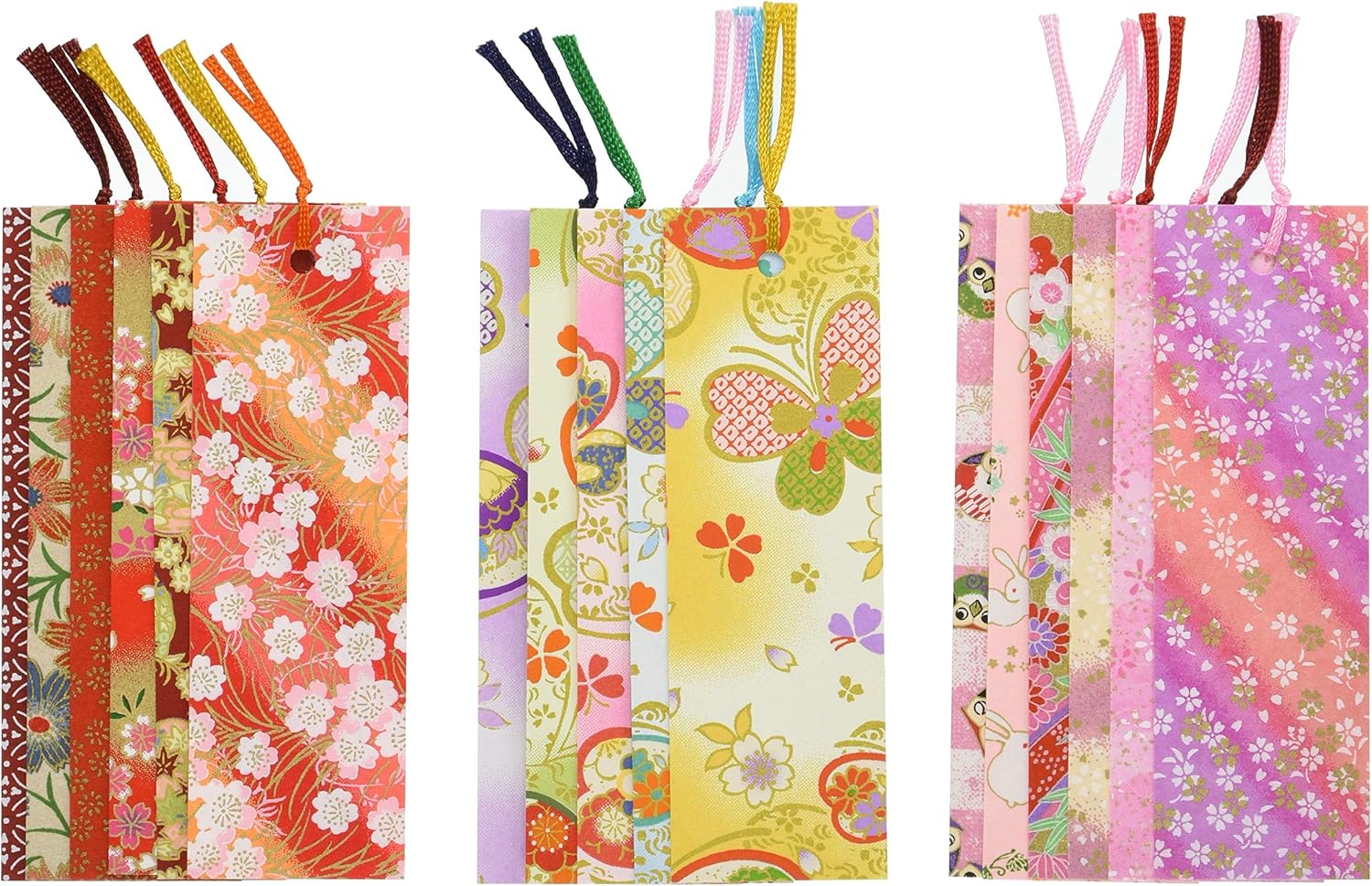 友禅和纸 模板印花 书签 红色系 桃色系 京友禅花蝶 17枚