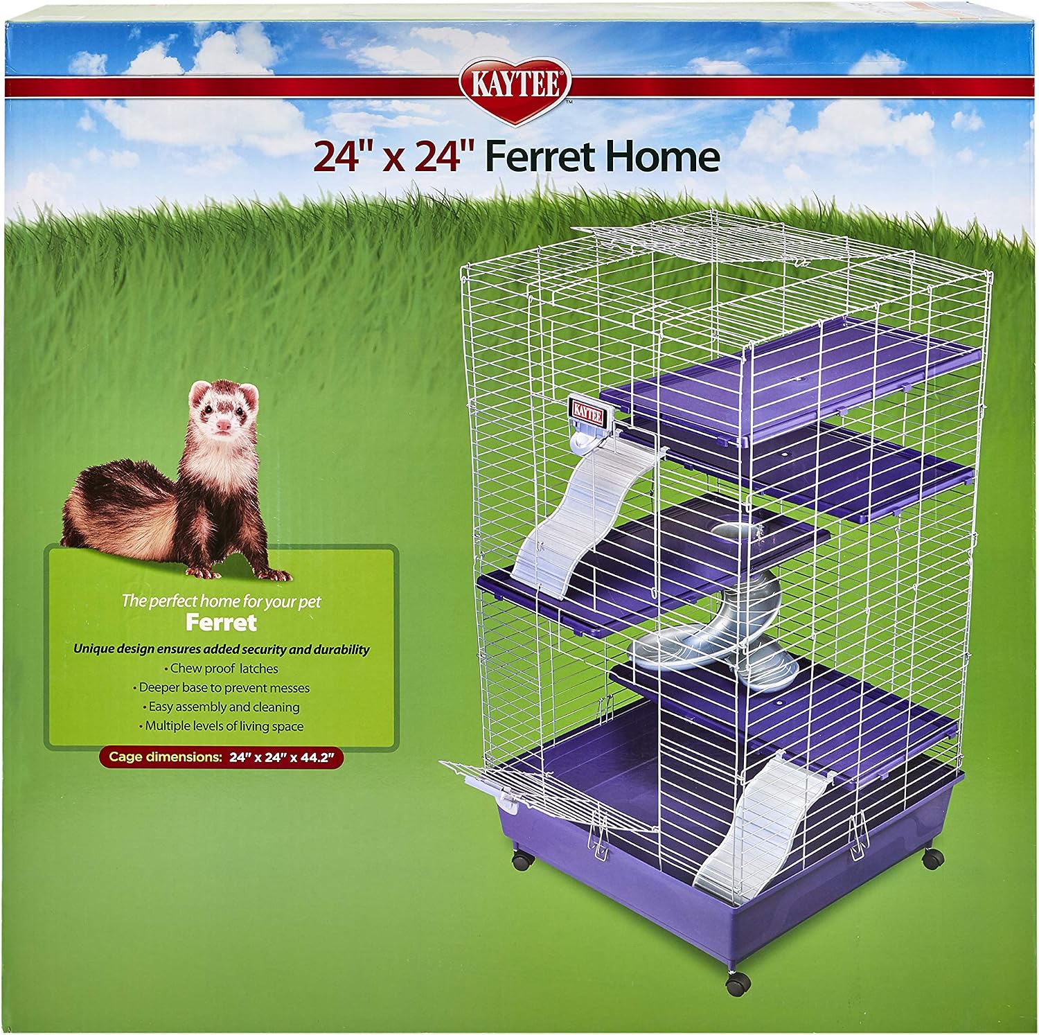 Kaytee Ferret Home Plus 紫色 My *** Home Multi-Level Cage with Casters ...
