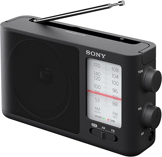 sony 索尼 icf-506 便携式模拟调谐fm / am收音机,黑色,2.14磅(约970.