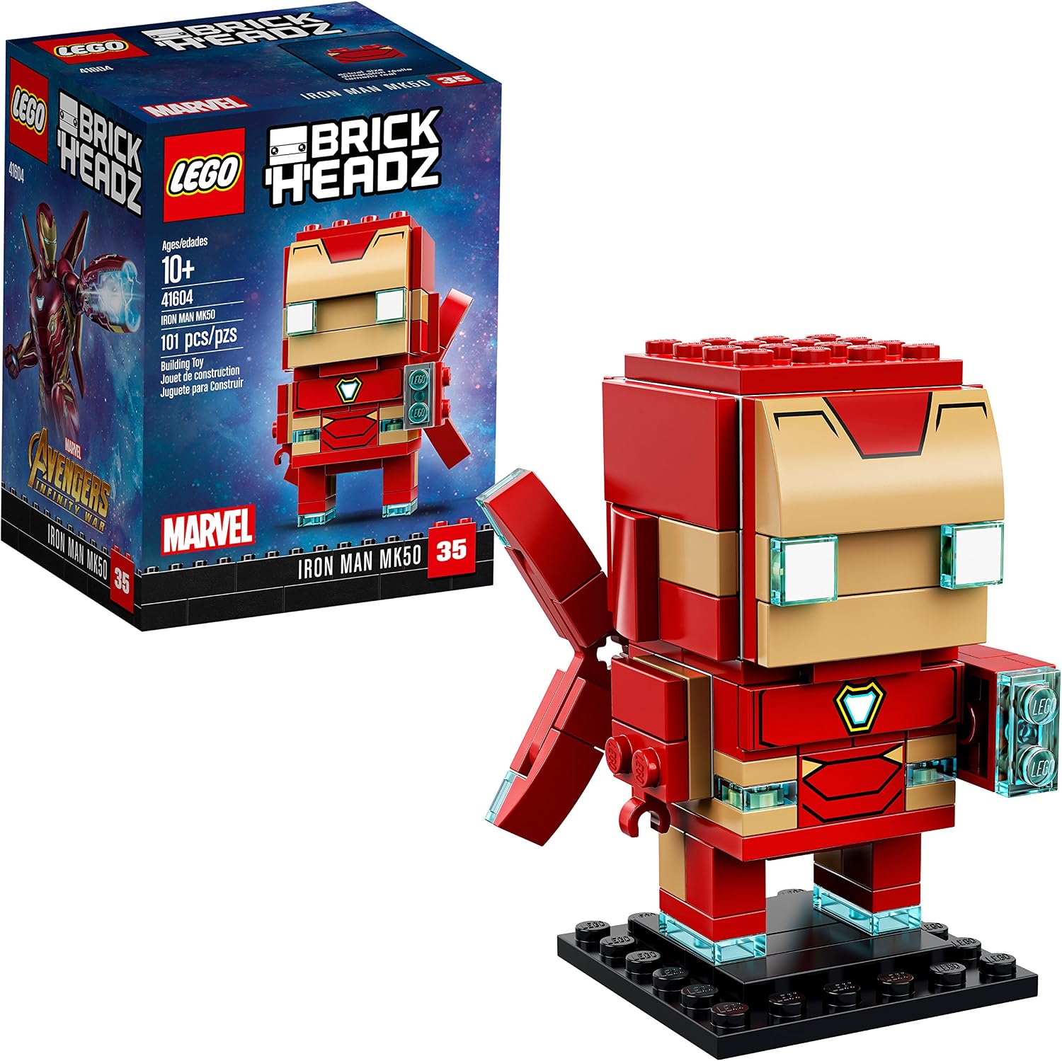 lego 乐高 brickheadz 方头仔人偶钢铁侠玩具积木建筑套件(101件),mk