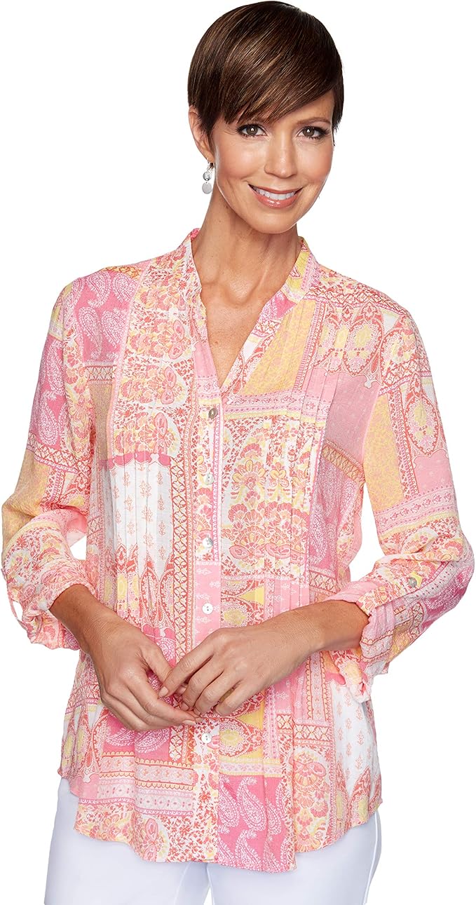 女式波利尼西亚拼接上衣 【ruby rd.】 服饰箱包 - 亚马逊中国