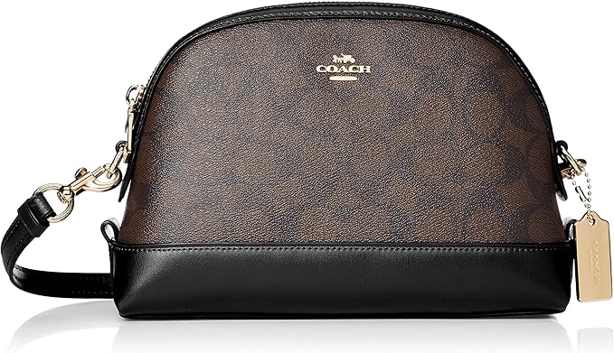 coach 寇驰 单肩包 f76674 signature 圆顶小包 pvc 皮革 2用,棕色