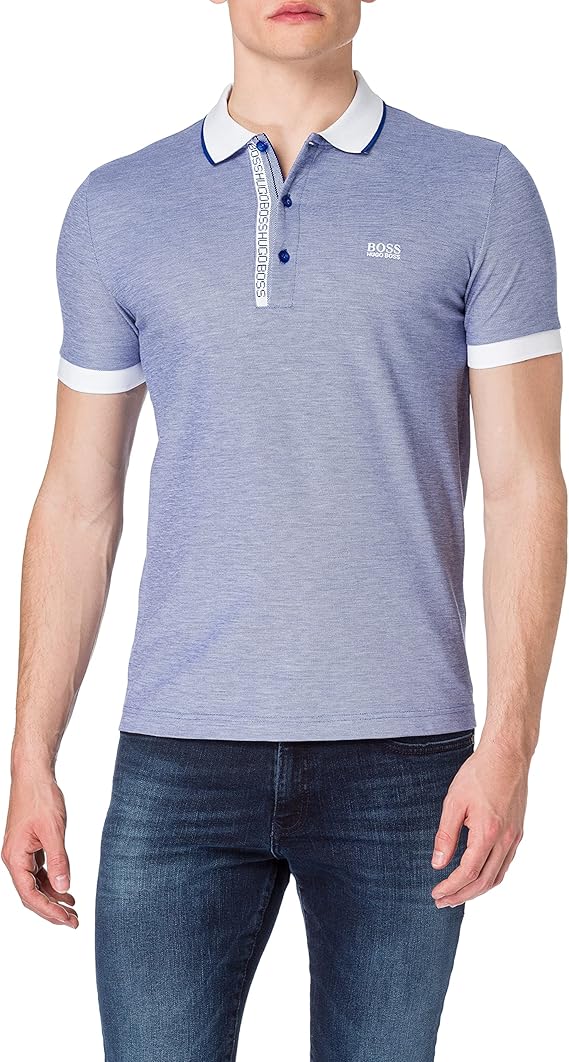 boss paule 4 男士polo衫,修身版型,珠地布,牛津棉,配有标志胶带