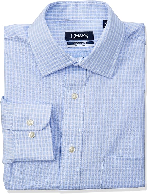 chaps 男式正装衬衫常规修身弹力纯色