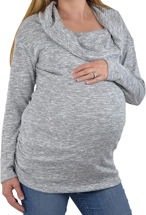 embrace your bump 褶皱领孕妇毛衣(灰色,中号)