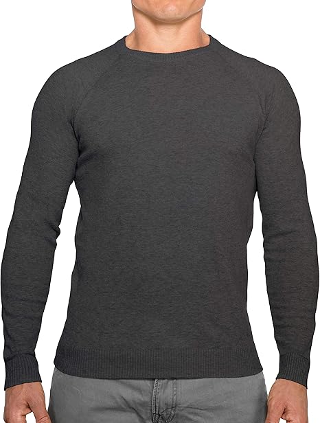 collared 男式完美修身轻质柔软修身圆领套头毛衣 charcoal gray2