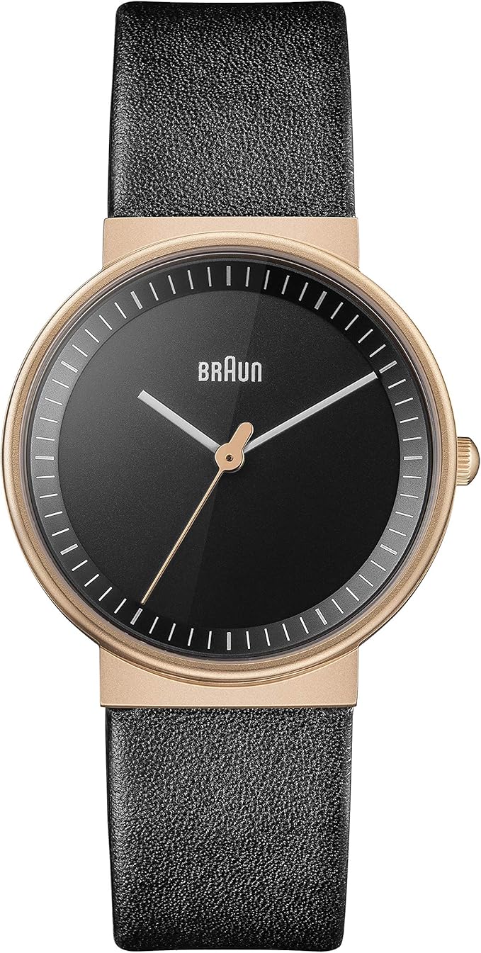 braun 博朗 女式模拟石英手表带皮革表带 bn0031rgbkl, 黑色, 表带