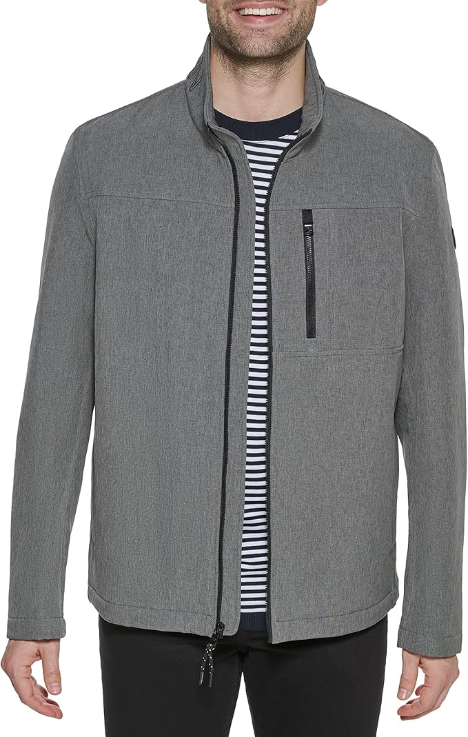 calvin klein 男士防水软壳开底夹克