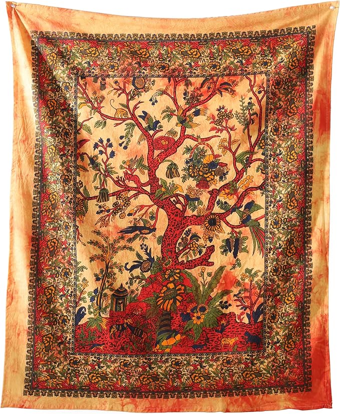 流行手工艺品生命之树嬉皮扎染迷幻挂毯壁挂 - 印度疯狂吉普赛