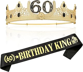 60 岁生日国王皇冠和生日国王腰带,男士60岁生日礼物.