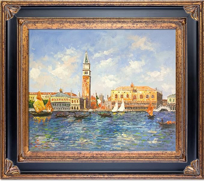 la pastiche doge's 宫殿,威尼斯镶框油画,86.36 厘米 x 76.