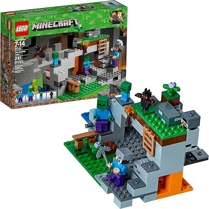 lego 乐高 21141 我的世界 僵尸洞穴建筑套件,带有受欢迎的角色史蒂夫