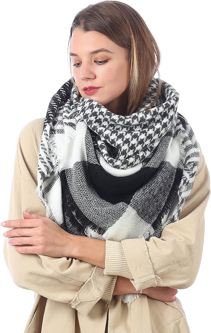 冬季围巾毛毯围巾男女经典流苏格子围巾秋季舒适格子围巾