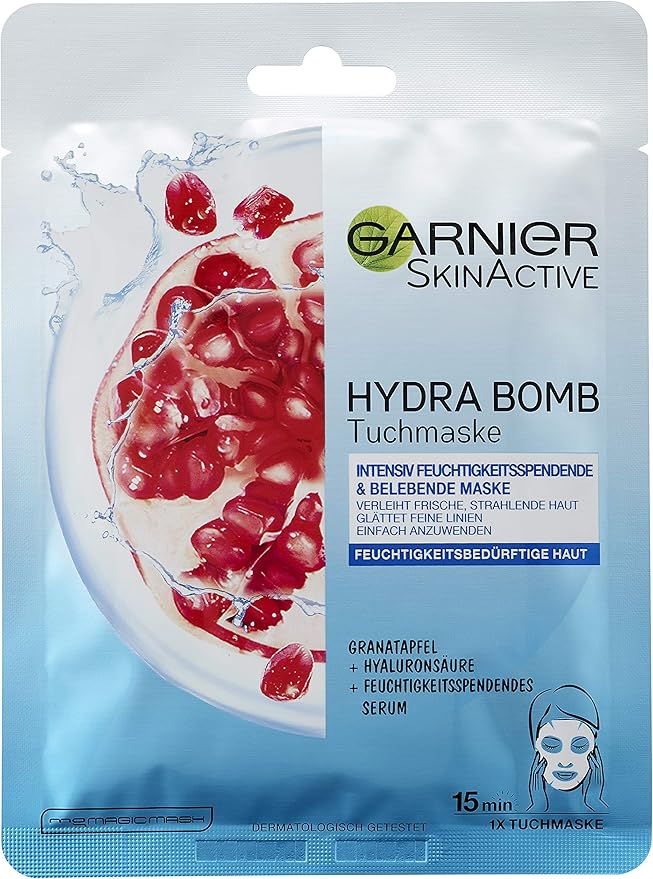 garnier 嘉尼尔 hydra bomb 面膜,含透明质酸,石榴和保湿精华,1 x 32
