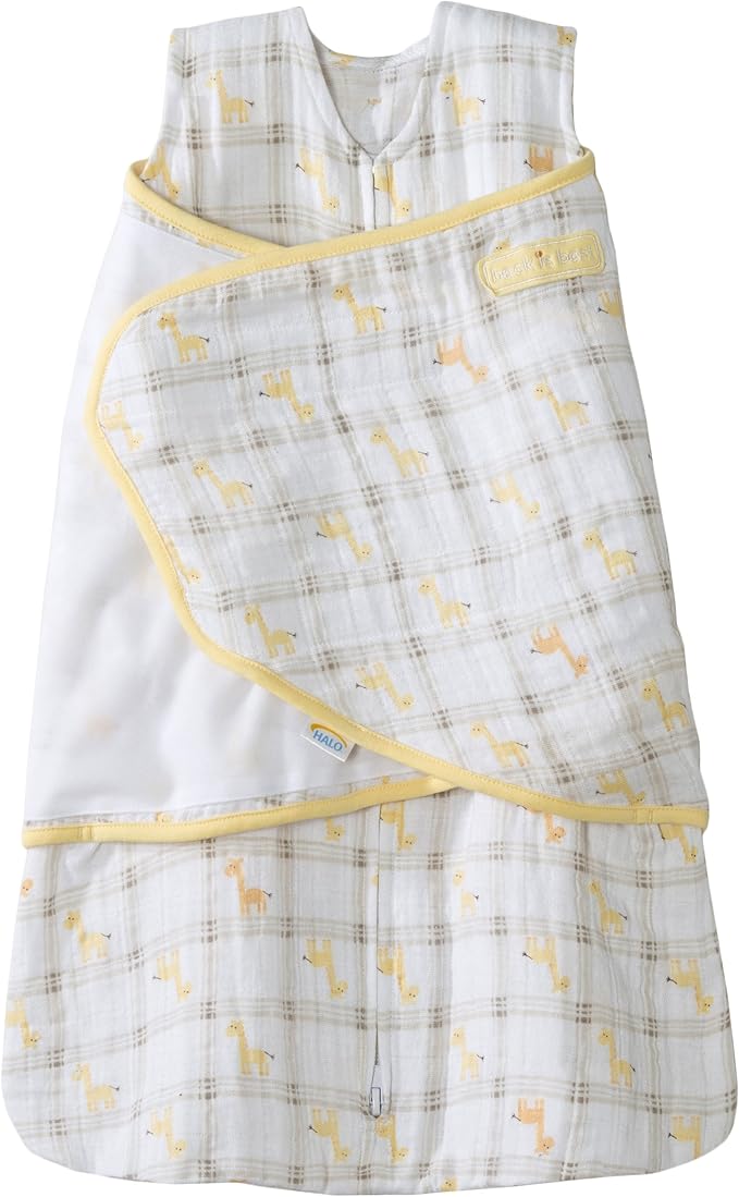 halo 赫拉 婴儿睡袋 双层纱棉 印花包裹式 黄色长颈鹿 s(3-6个月)
