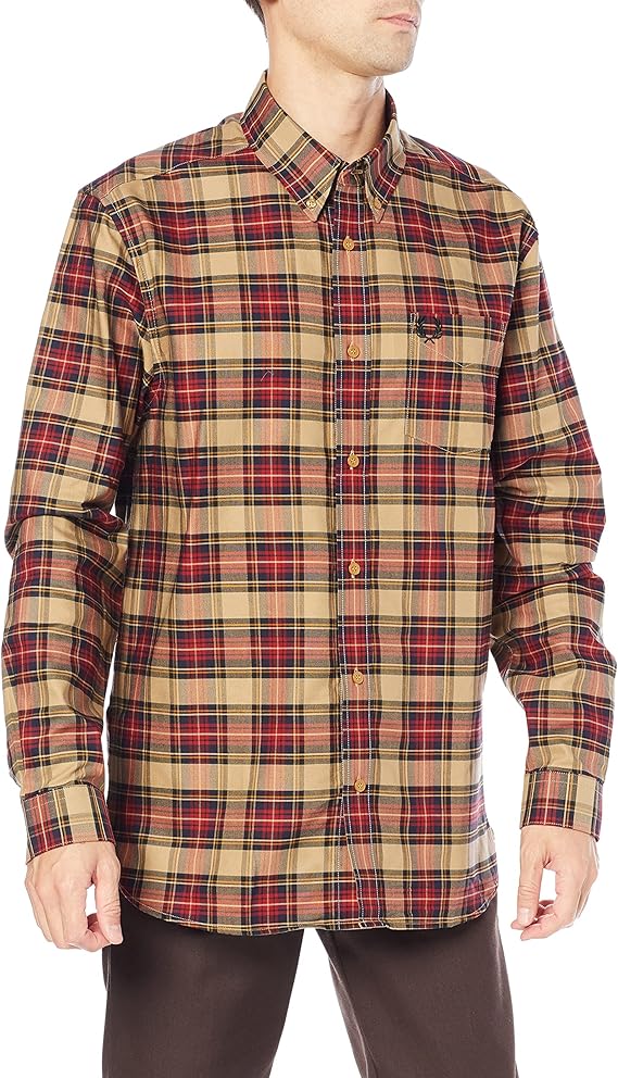 fred perry 衬衫 tonal tartan shirt 男士